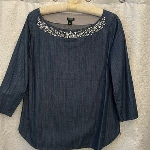Denim Top with Gorgeous Rhinestones